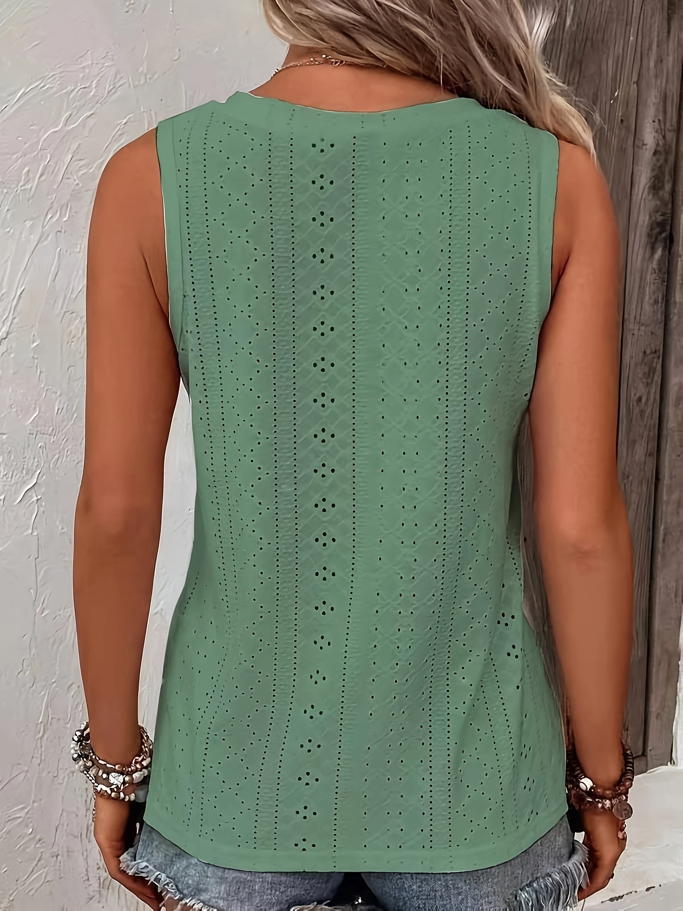 Women'S Plus Size Sleeveless Black Top with Fake Buttons - Casual V-Neck, Stretchy Fabric for Spring & Summer, Weekend Casual Wear, Casual Wear Top|Vneck Top|Stretchy Fabric