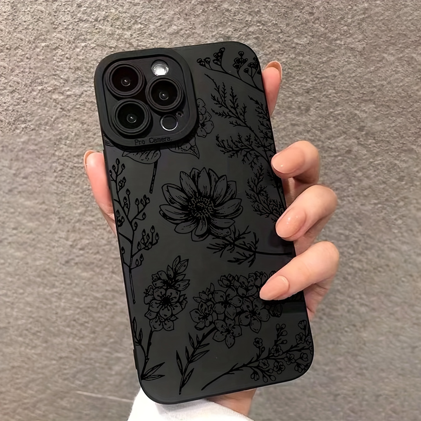 

Black Floral Painted Soft Tpu Case For Iphone Series