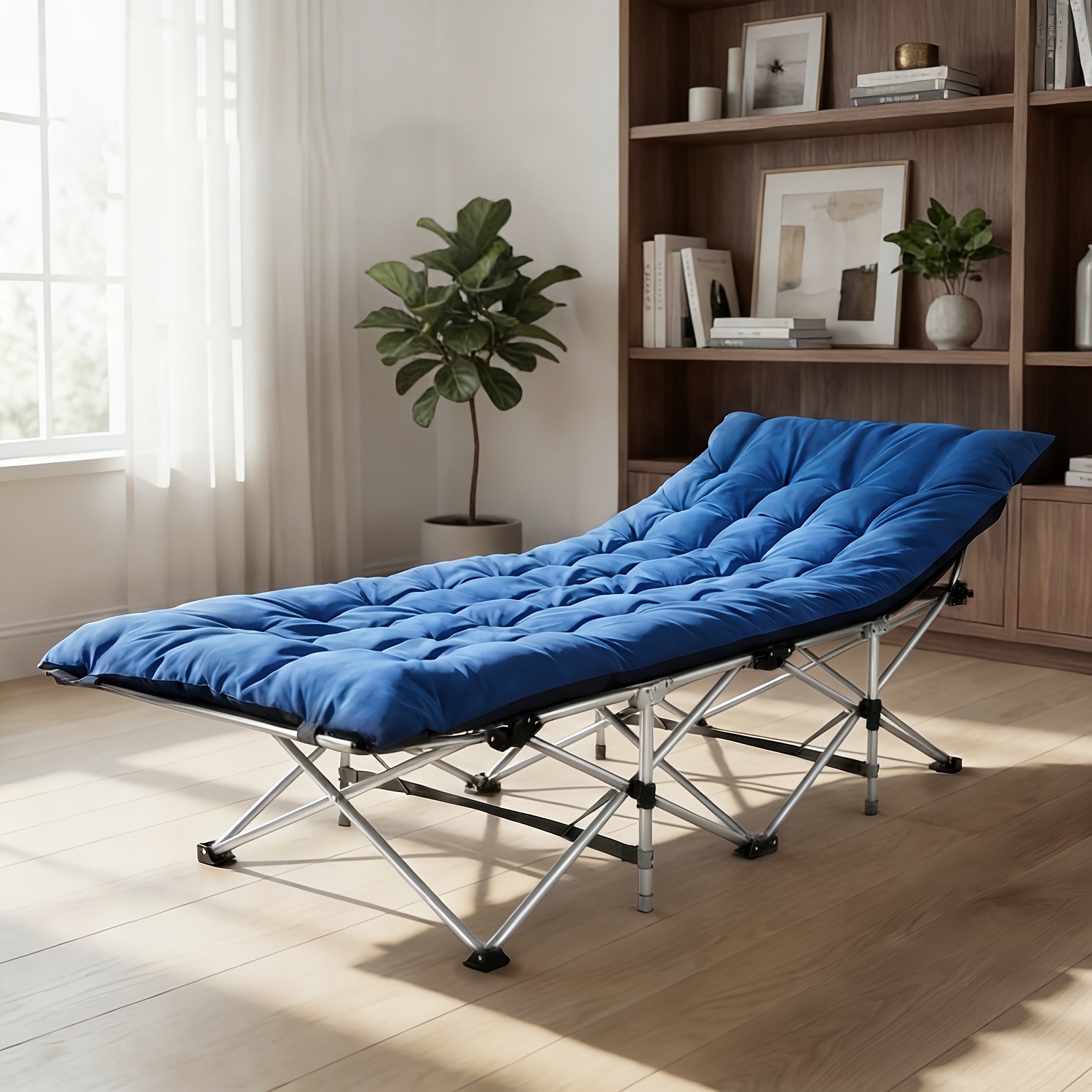 E-shop Faltbares Campingbett, Trägt bis zu 150 kg, Extra geräumig mit einer Matratze, Geeignet für Outdoor-Camping, Bürogebrauch oder Nickerchen zu