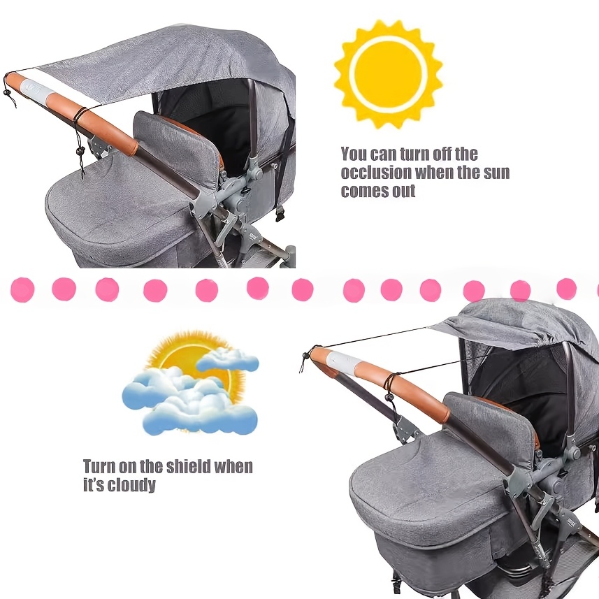 TEMU Accessoires de poussette d'extérieur, Pare-soleil de poussette pour bébé, Angle réglable