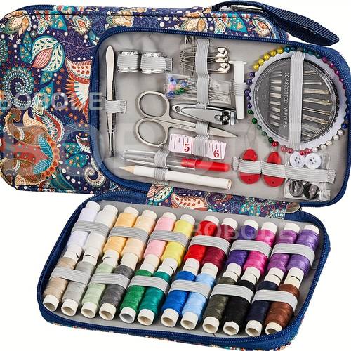 130pcs paisley design sewing kit with all supplies professional travel sewing set for adults use