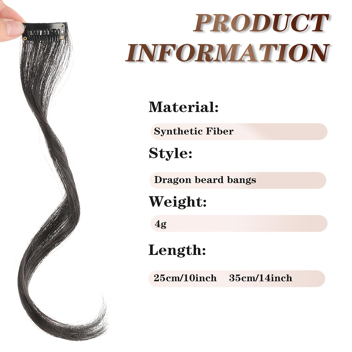 1pc elegant curly wave synthetic side bangs for women clip in wavy fringe hairpiece long hair extensions wig diy styling hair accessory details 1