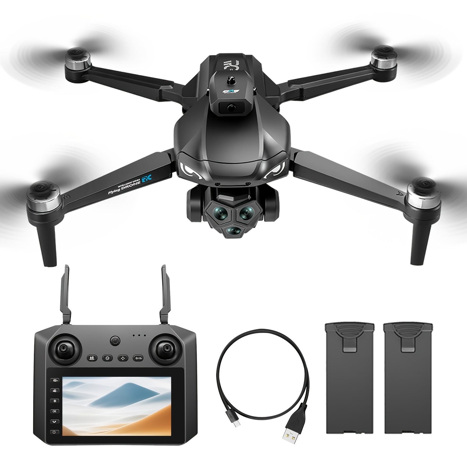 Foldable Drone With 4.5 Inches Screen Remote Control, 1080p Dual Cameras, 5g Wifi Video Transmission, 360° Obstacle Avoidance, Hold, 3d Flips, /landing, Six-axis Gyroscope