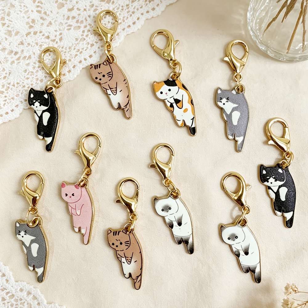 TEMU 10pcs Cats Keychain Random Pattern, Ideal Birthday Gift For Women And Ladys, Multi-functional Bag Charm Decor