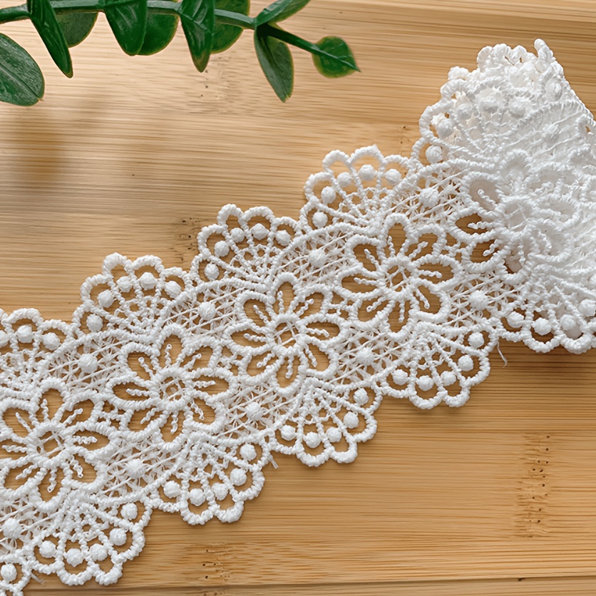 TEMU Bordure de dentelle brodée en tissu Y Fiber bilatéral hydrosoluble, dentelle non extensible, code-barres, accessoires vestimentaires