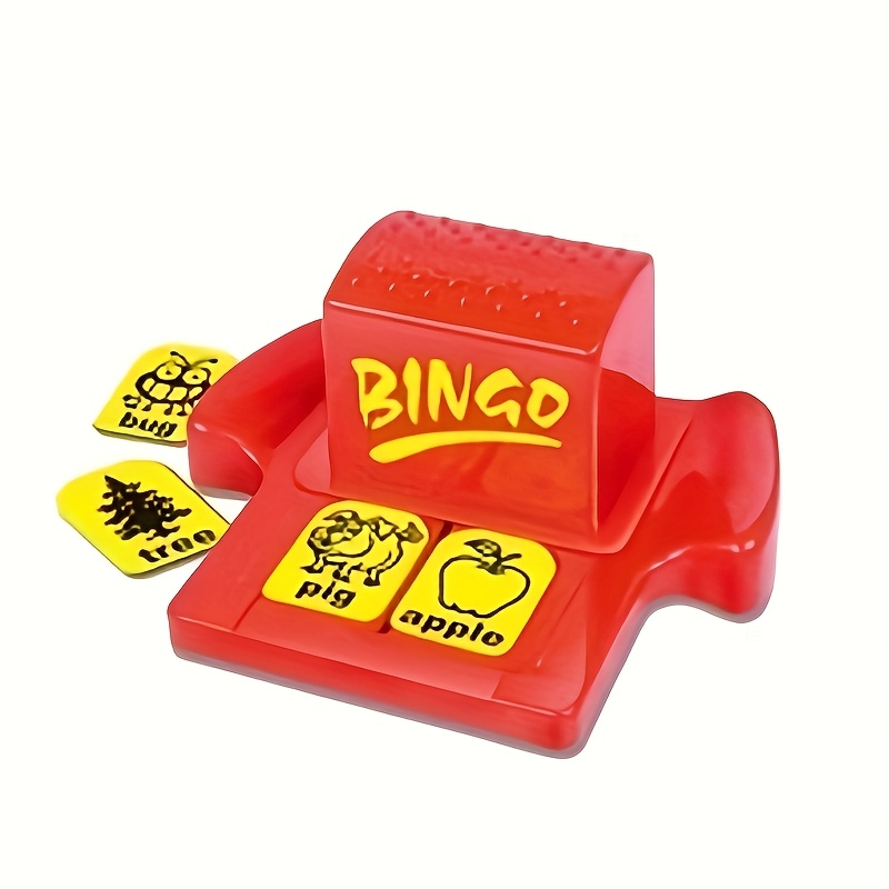 Engels Woordleer Speelgoed met Bingomachine - Interactief Rood Educatief Bordspel voor Kinderen van 4-8 Jaar met Afbeeldingskaarten