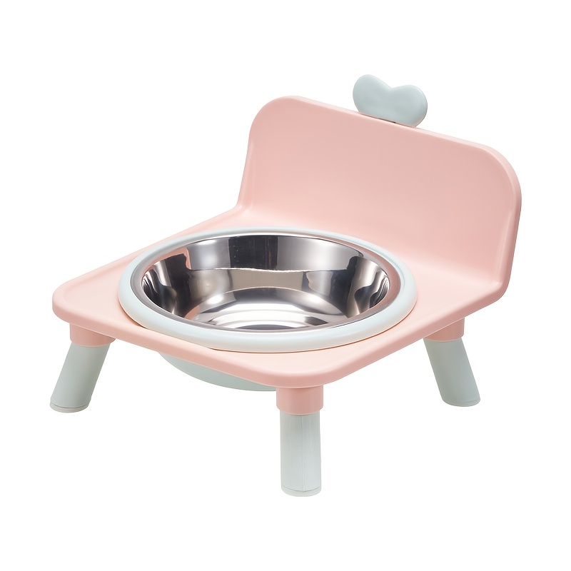 TEMU Supet - Adorable Stainless Steel Cat Bowl, Featuring A Color-, Comes With A Non-slip Mat To Prevent , Leak-proof Construction, And An Elevated