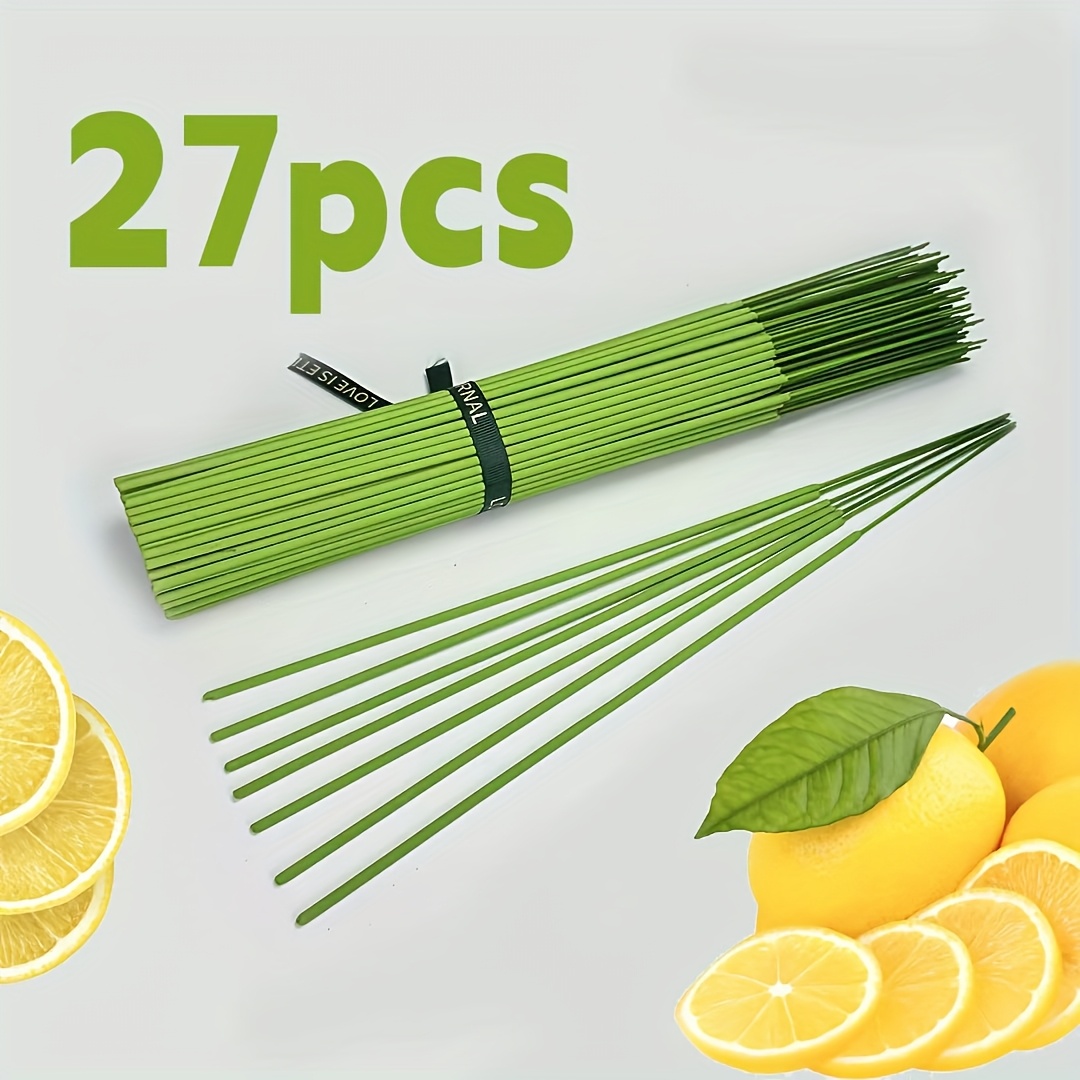 Lemon Scented Stick Incense, Extended Length, Natural Plant Materials, Long-lasting Citrus And Herbal Fragrance, 40-, Suitable For Home, Meditation, Office And
