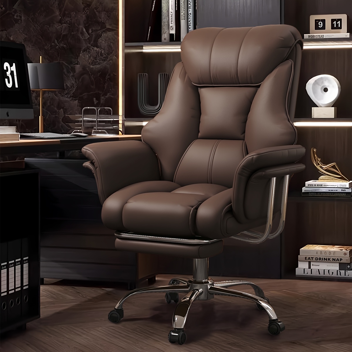 Image of High- Chair, Computer Chair, Extra-wide Executive Chair With Retractable Footrests, Reclinable Boss Chair, Ergonomic Office Chair, Work Chair In Black, White, Gray, Brown