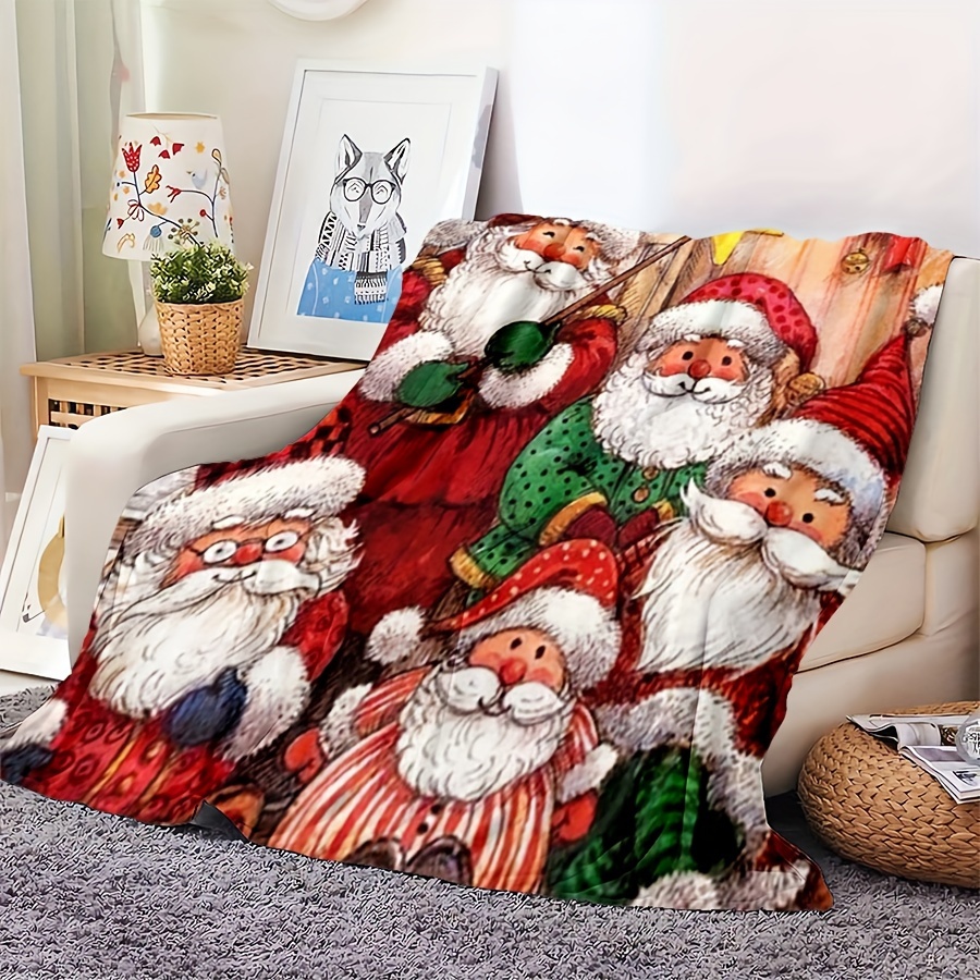 

Santa Claus Christmas Flannel Throw Blanket - , Cozy & Warm For Couch, Bed, Office, And Travel - Gift