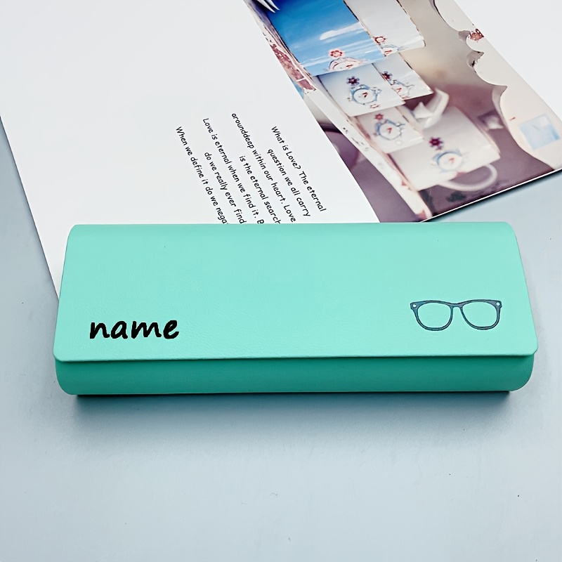 TEMU Personalized Laser-custom Glasses Case - Name/text - Elegant Eyeglass Box With Scratch-resistant Hard Shell, For Glasses, Reading Glasses, -