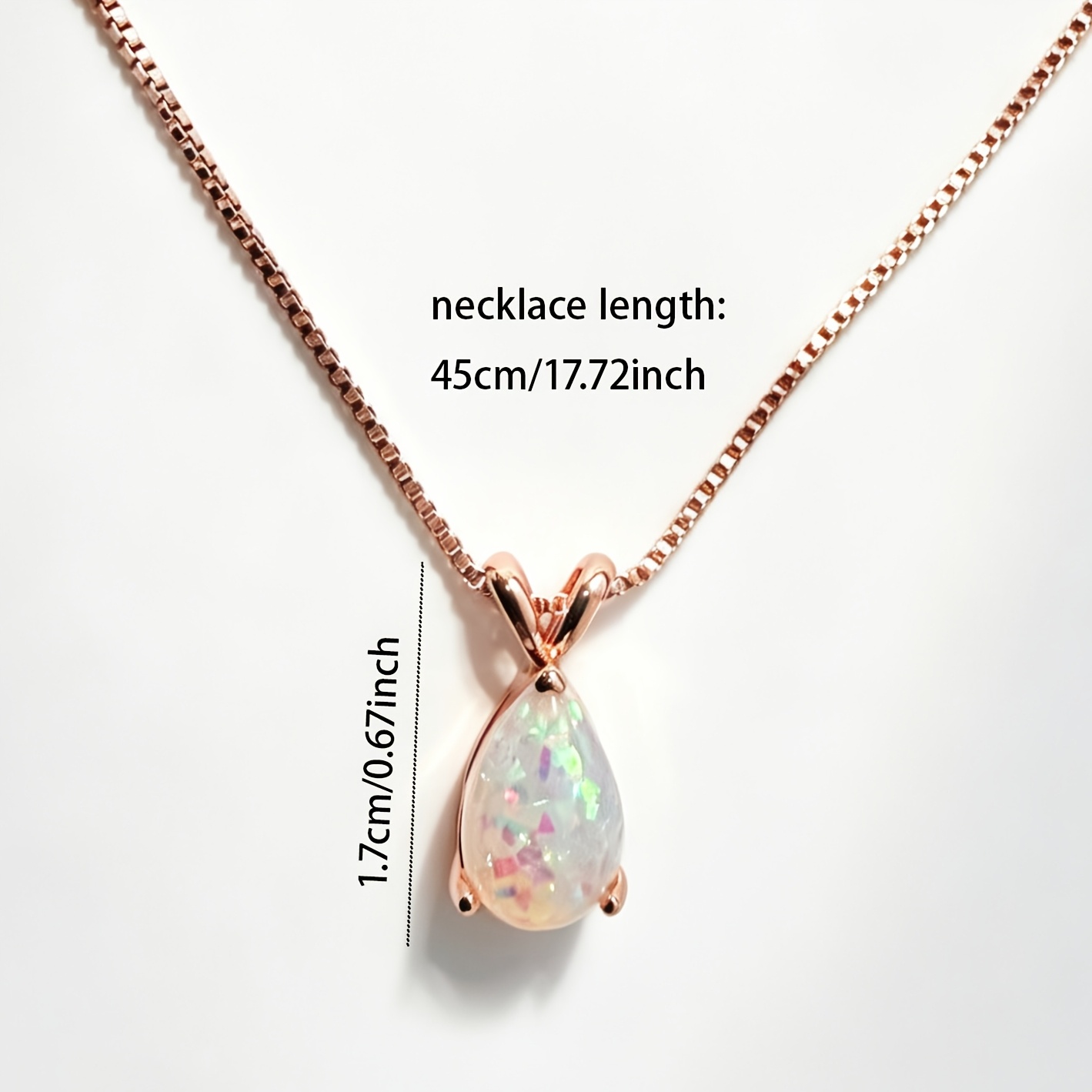 TEMU Light Luxury Iridescent Teardrop Necklace, Niche Design Rose Golden Collarbone Chain, Gift Jewelry For Girlfriend Or Best Friend