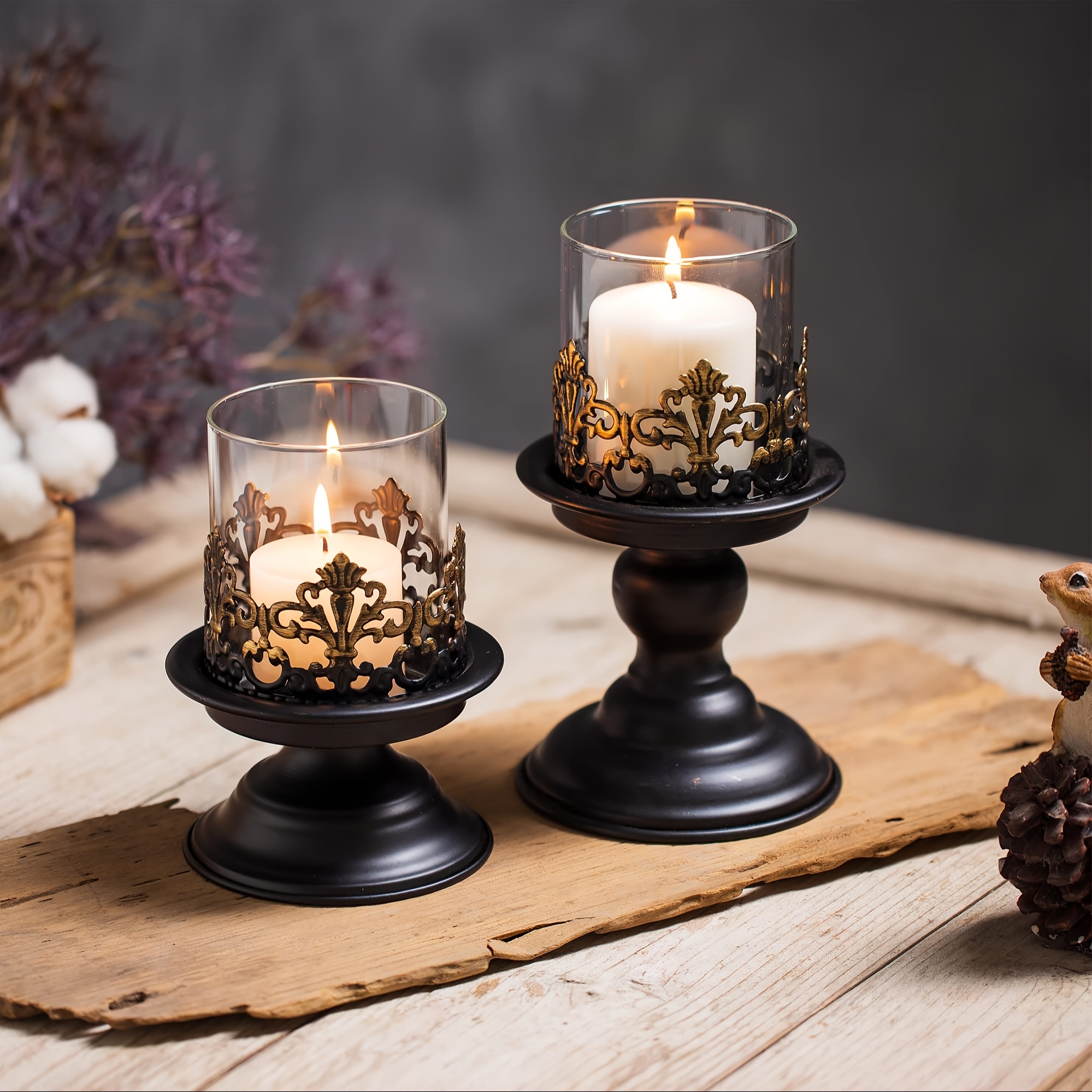 /set vintage ljushållare för pelarljus svart - Temu Sweden