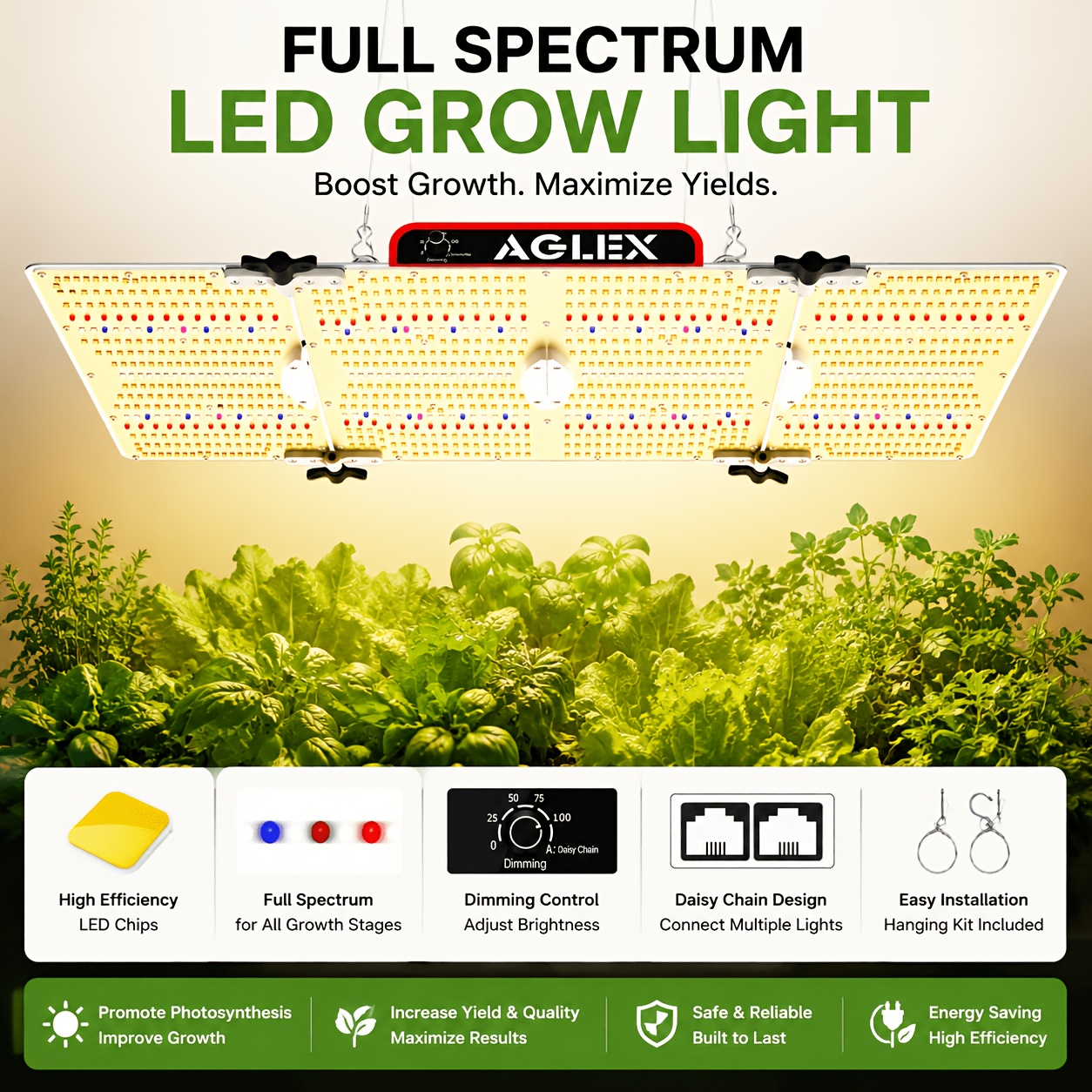     LED Grow Light, Grow Light with   & Dimmable,   Plant Grow Lights for Hydroponic Indoor Plants Seeding Veg Flower Growing Lamps 5X6ft Grow Tent