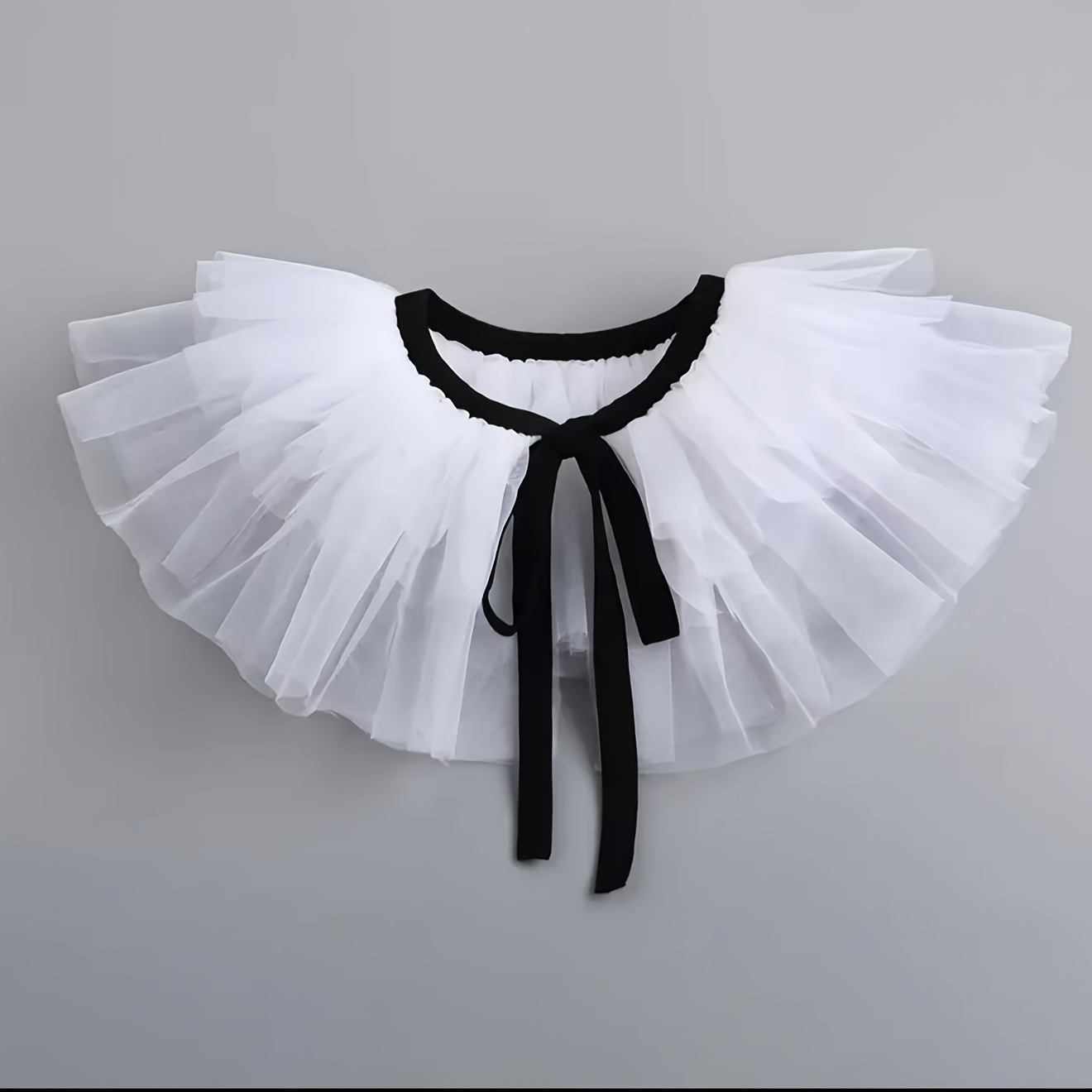 TEMU 1pc Of Women's Mesh Detachable Puffy False Collar With Tie