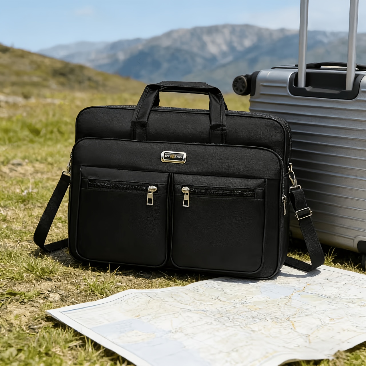 TEMU Portable Notebook Computer Bag, Large Capacity Single-shoulder Bag, Tear-resistant Handbag Briefcase, For Daily Commuting, Business Trips And