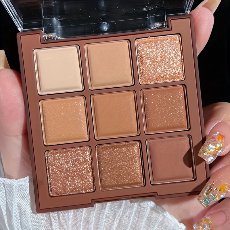 chocolate brown 9 color eyeshadow palette smoky glam long lasting matte shimmer   for stunning eye makeup