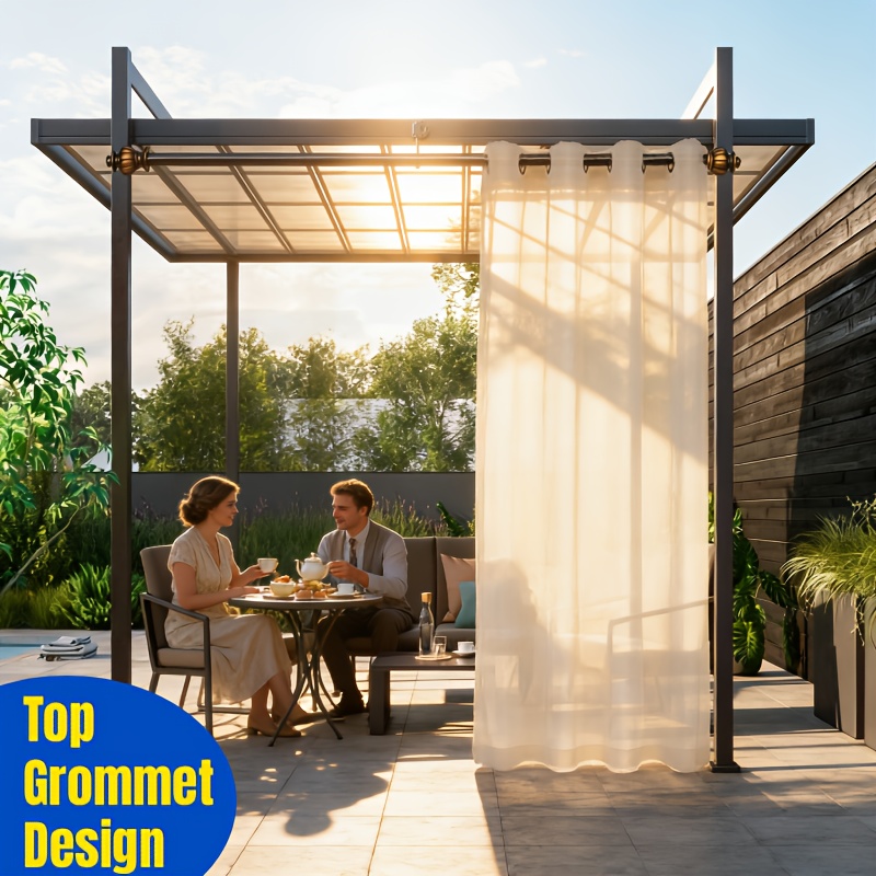 Image of Translucent Outdoor Rope Ring Curtain, Suitable For Patio Porch Gazebo 1pc
