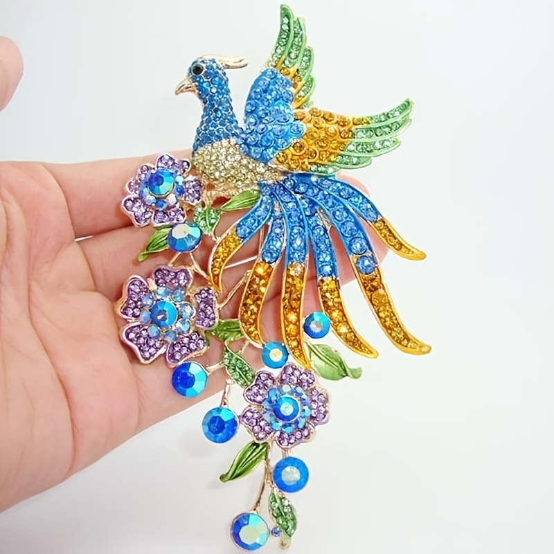 TEMU A Creatively Designed And Beautifully Designed Colorful Peacock Brooch Accessory, Women's Fashion Party High-end Luxury Banquet Brooch Jewelry Accessory