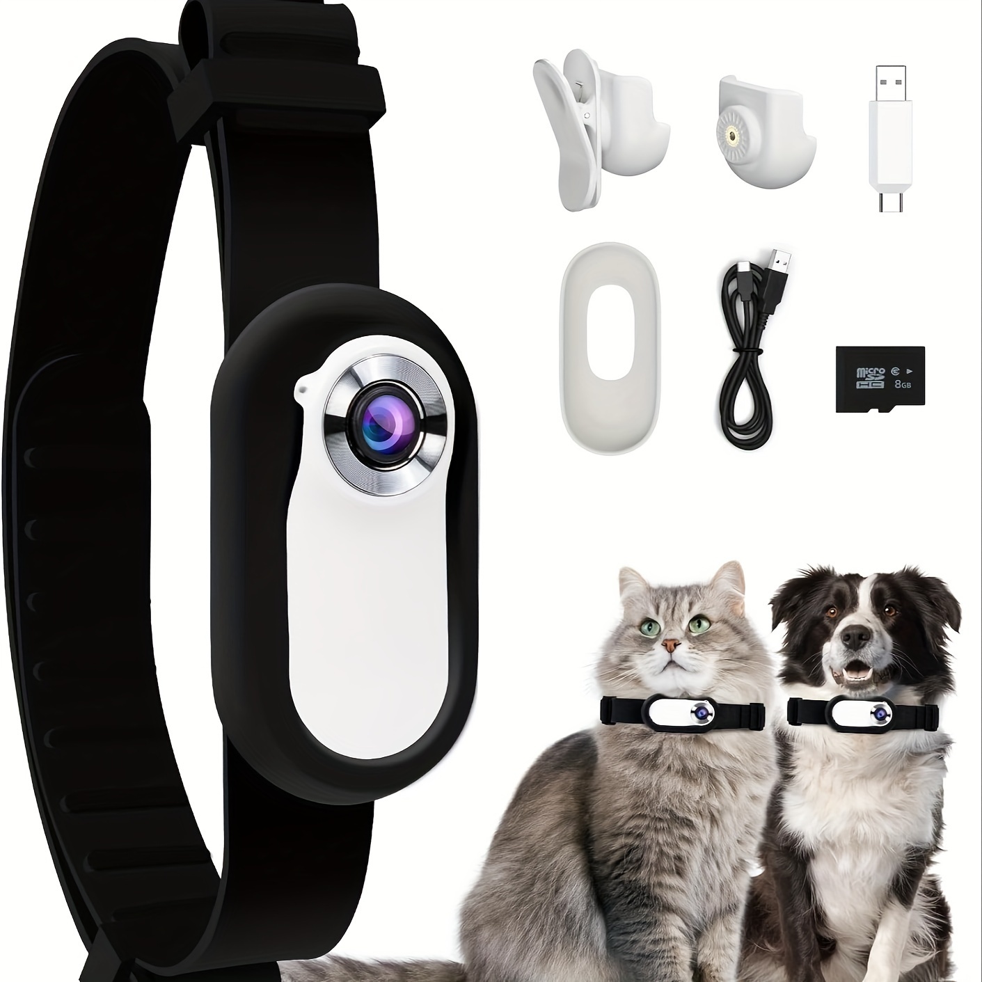 

Cat Camera Collar With 8g Sd Card, 1080p No Wifi No App Dog Collar Camera, Portable Tiny Sport Action Pet Collar Camera, Video Records, Indoor/outdoor, Birthday Gifts For Cat, Dog