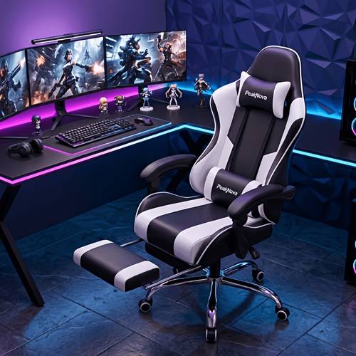 hochbelastbarer ergonomischer gaming-stuhl, elegantes color-blocking-design, 135° verstellbare rückenlehne, stabiler rahmen, für arbeit & spiel