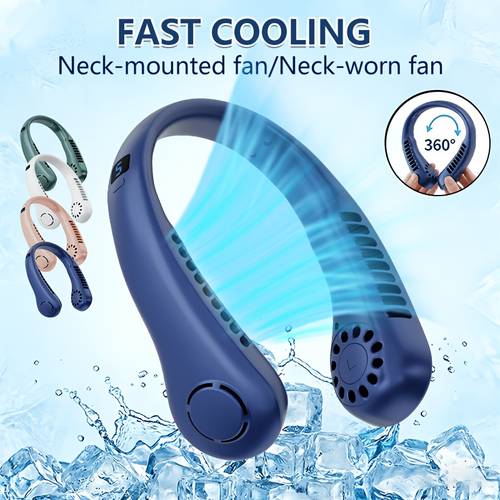 2026 wearable hands free air conditioning cooling fan full 360 personal cooling fan with 2 vents powerful airflow 100 speed adjustment extended