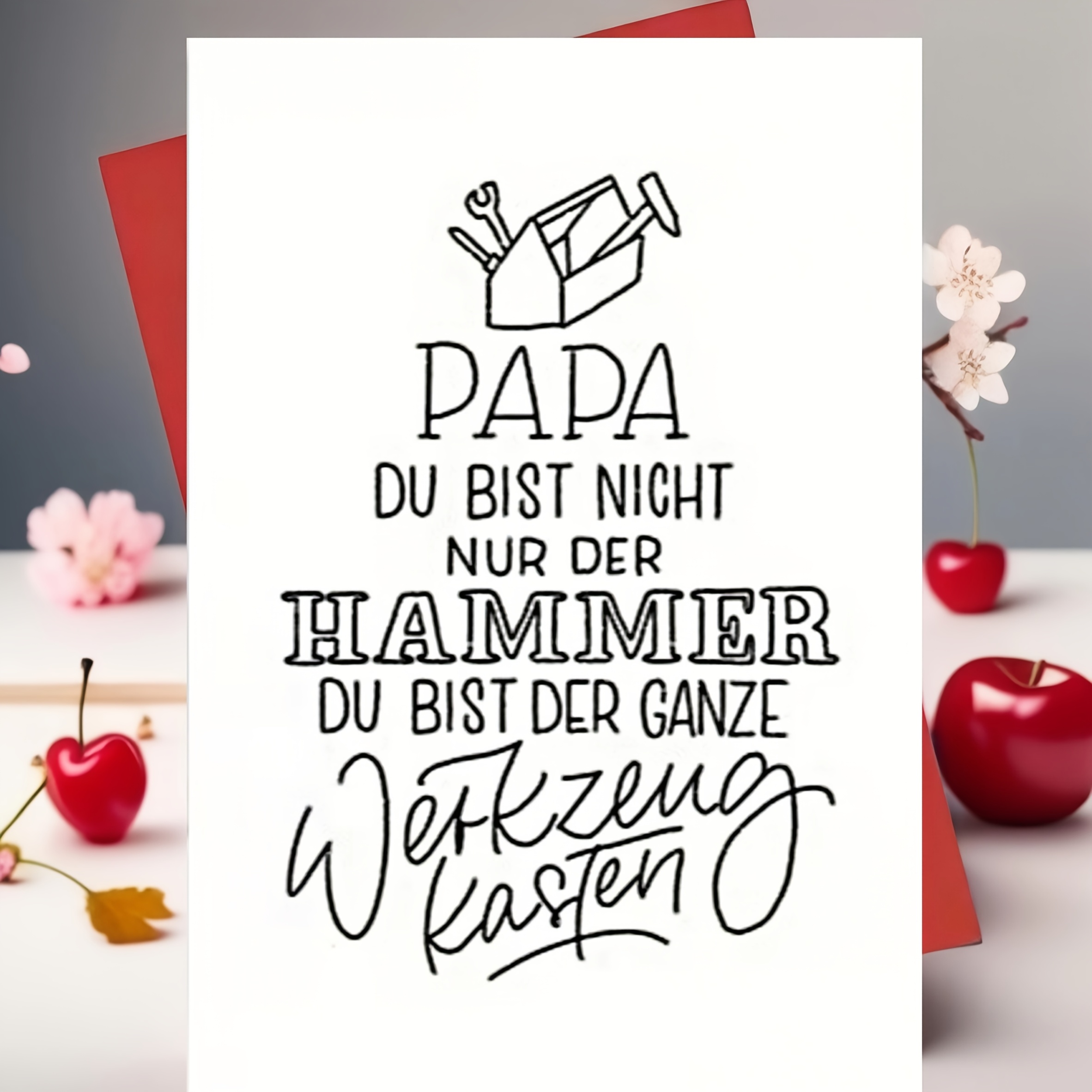 German Father's Day Card With Envelope, Whimsical And Design, Perfect For Dad' Day, Adorable Cartoon Line Art And Text, Ideal For Expressing Love And Gratitude, Father's Day Gift
