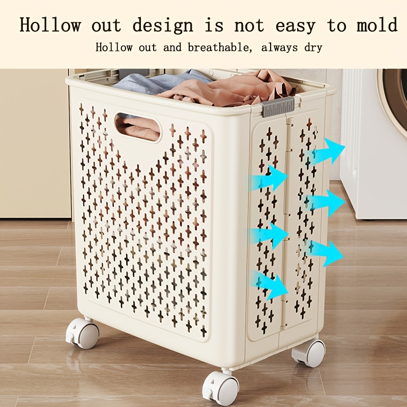 

Extra-large Foldable Rolling Laundry Hamper With Wheels - Modern, Spacious Storage Basket For Clothes & Organization