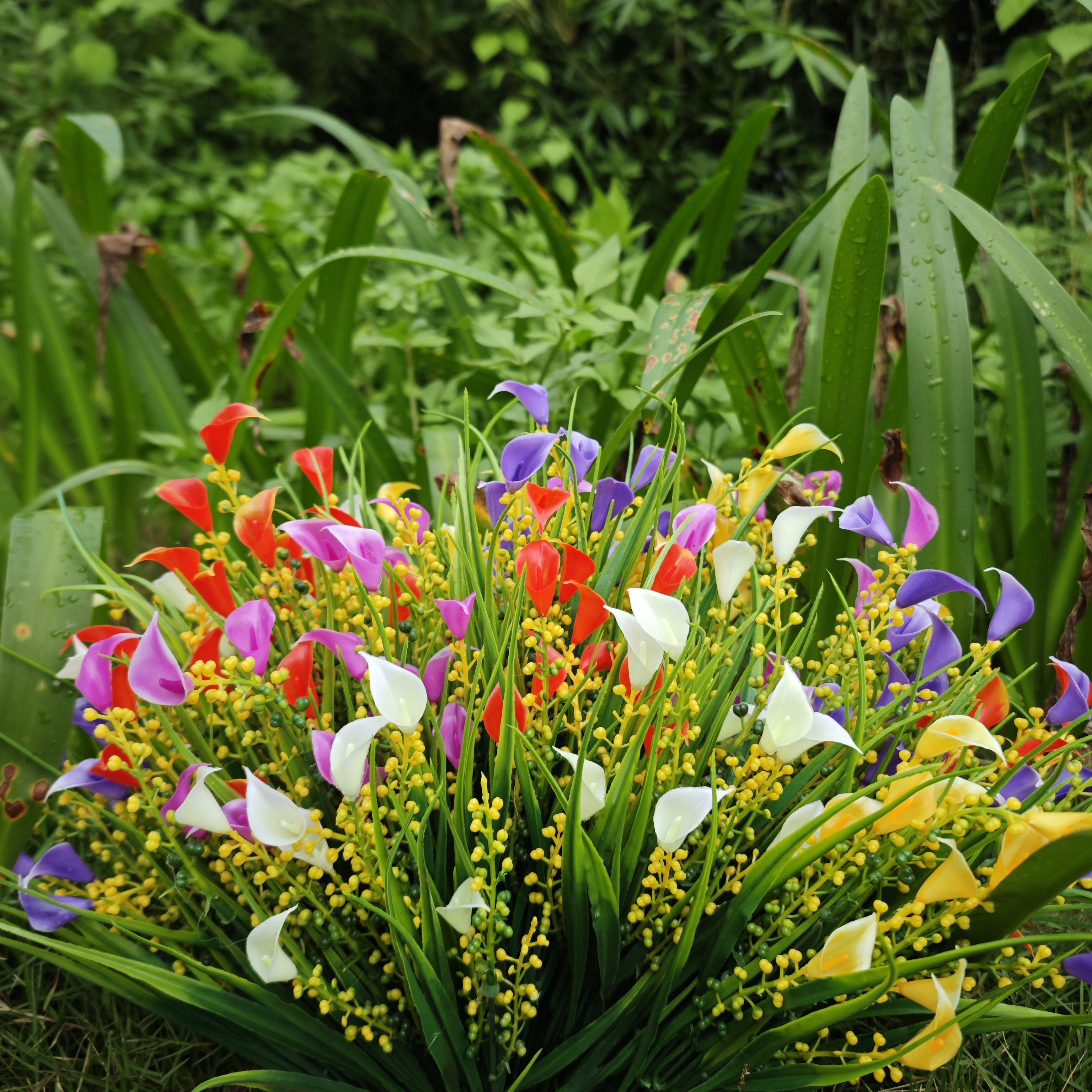 5 bündel künstliche blumen außenbereich falsche pflanzen