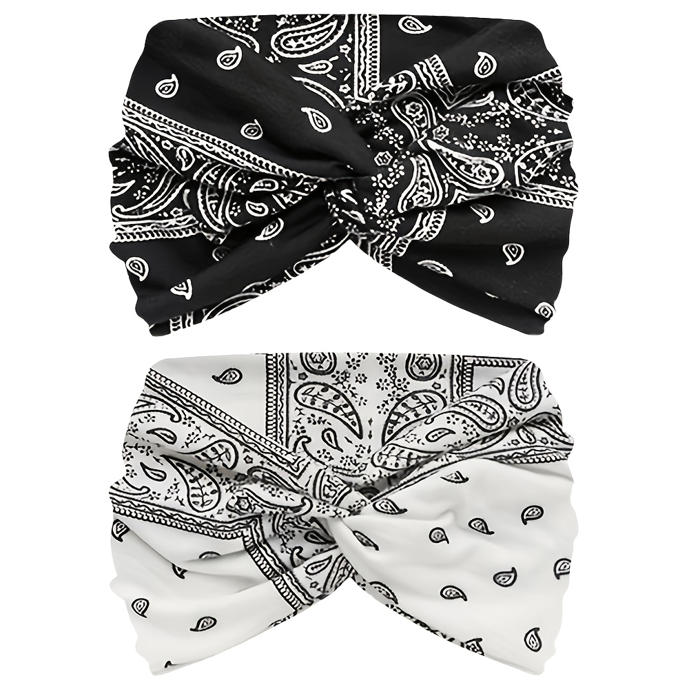 TEMU 2pcs Waist Hair Tie Set Boho Style Fashionable Women's Yoga Scrunchie Beauty Makeup Headband Stylish Hair Accessories