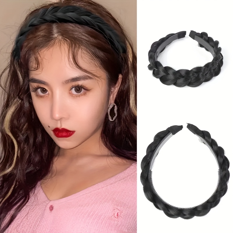 1pc elegant wide braided headband women synthetic twist  display picture 1