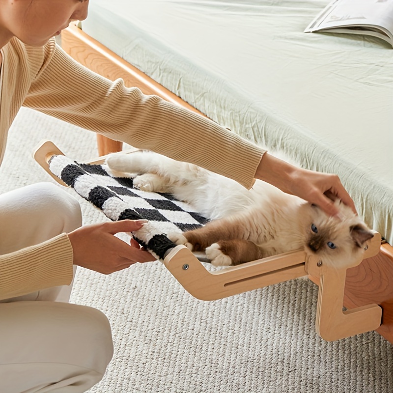 

Hamac en Bois Ajustable pour Chat - Perchoir de Fenêtre Amovible et Facile à Installer