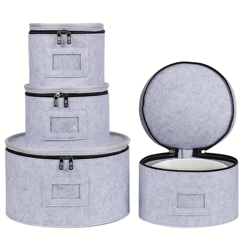 1pc contemporary felt storage organizer for plates glasses and utensils   kitchen organization and protection stackable   with lid dish storage case with felt mat   in extra large large medium small sizes grey baskets bins containers for  
