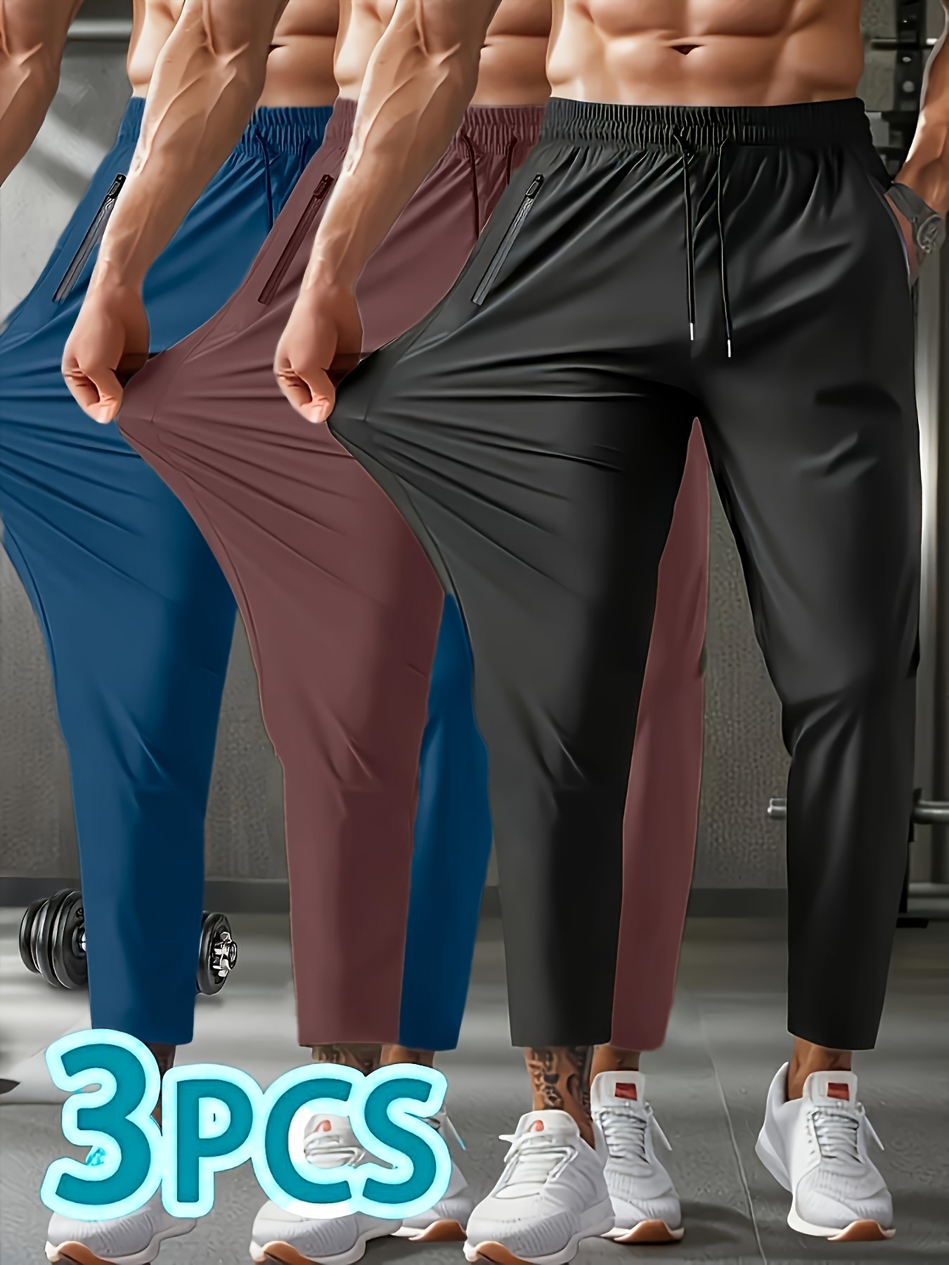 Men's Straight Leg Work Pants - Elastic Waist, Business Casual Trousers - Multiple Sizes (S To 3XL)