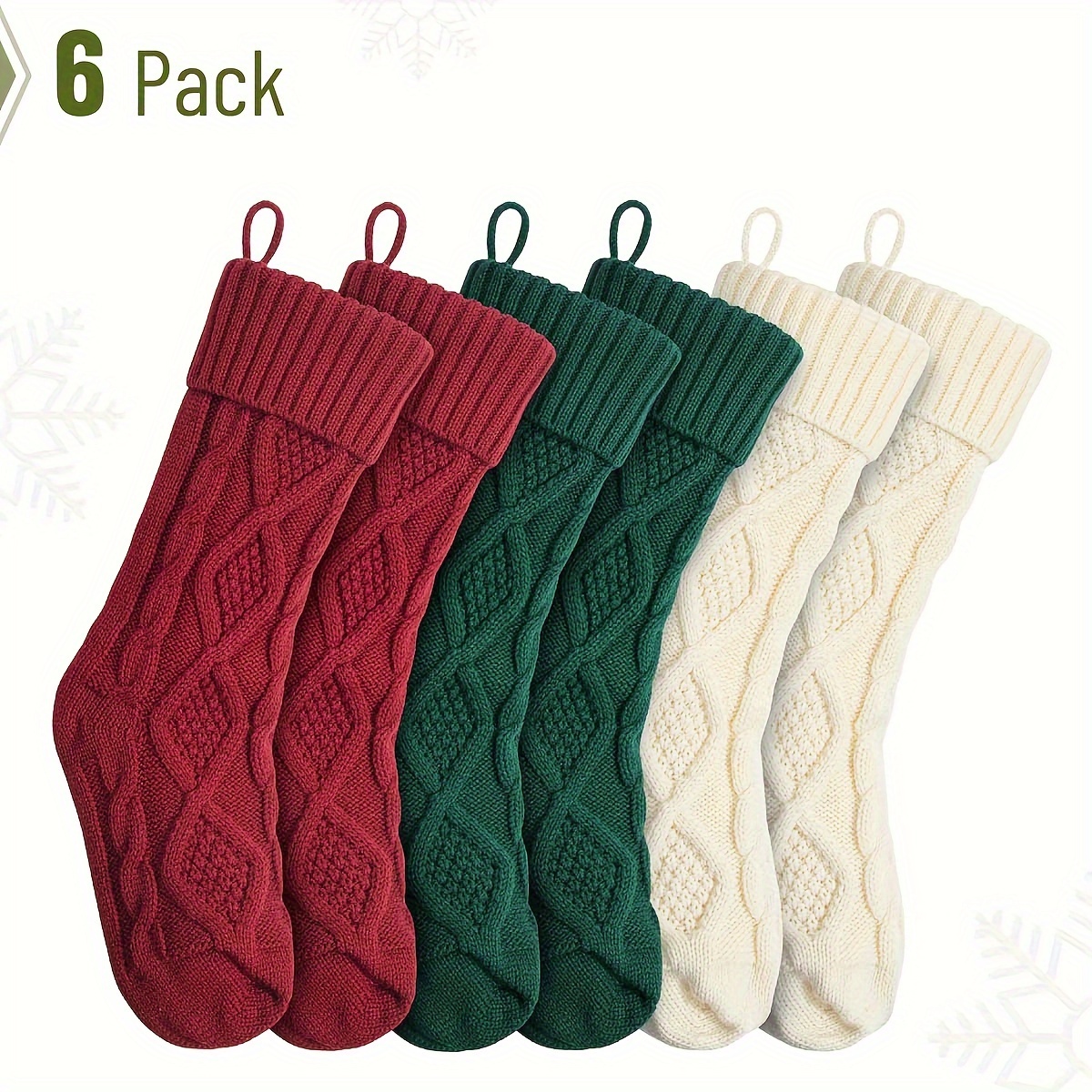 

Festive Christmas Stockings: 4 Pack Or 6 Pack Sets - 17.7" Tall, Cable Knit, Ribbed Cuffs, Acrylic Material, Suitable For Indoor/outdoor Decor