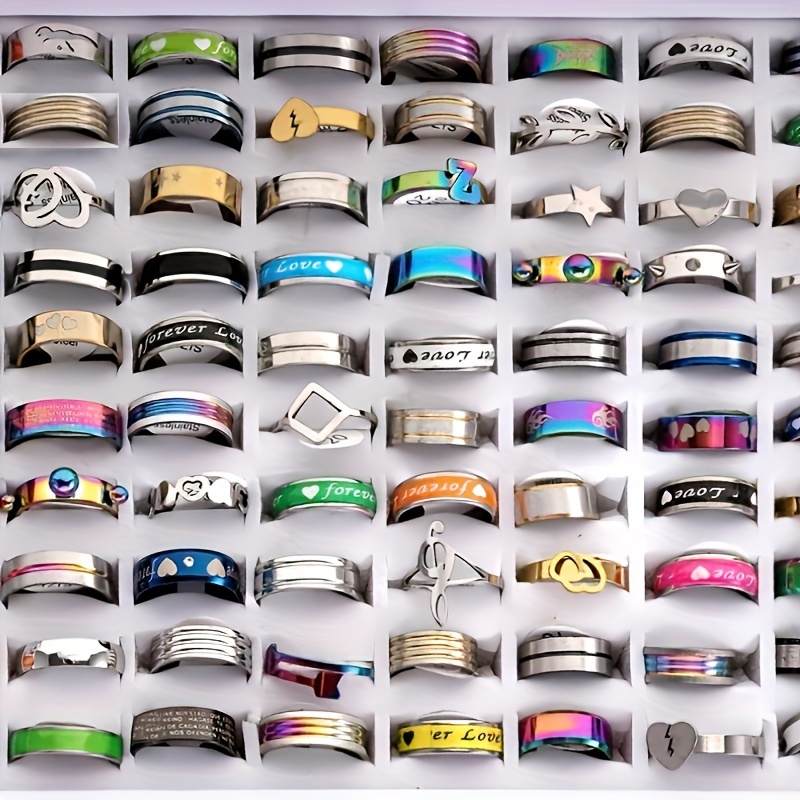 

Wholesale Bulk Lots 50/150pcs Stainless Steel Rings Men Women Fashion Jewelry Size, Color And Style Is Random, Assorted Varieties Design Perfect For Everyday Wear Or Gift Giving