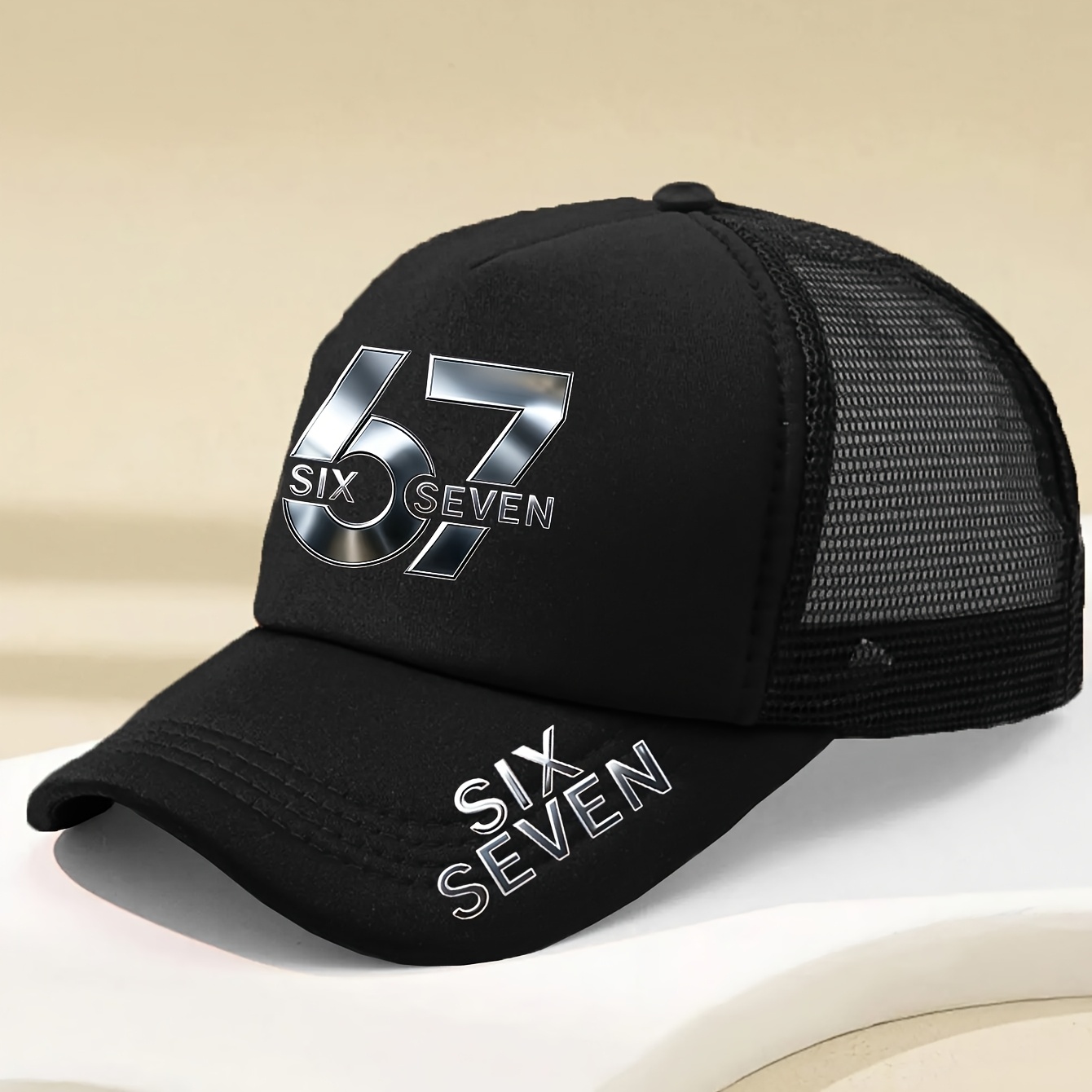 TEMU Casquette Trucker "67" Imprimée pour Homme et Femme - Casquette de Baseball Snapback Réglable avec Numéro Iconique 67, Arrière en Respirante,