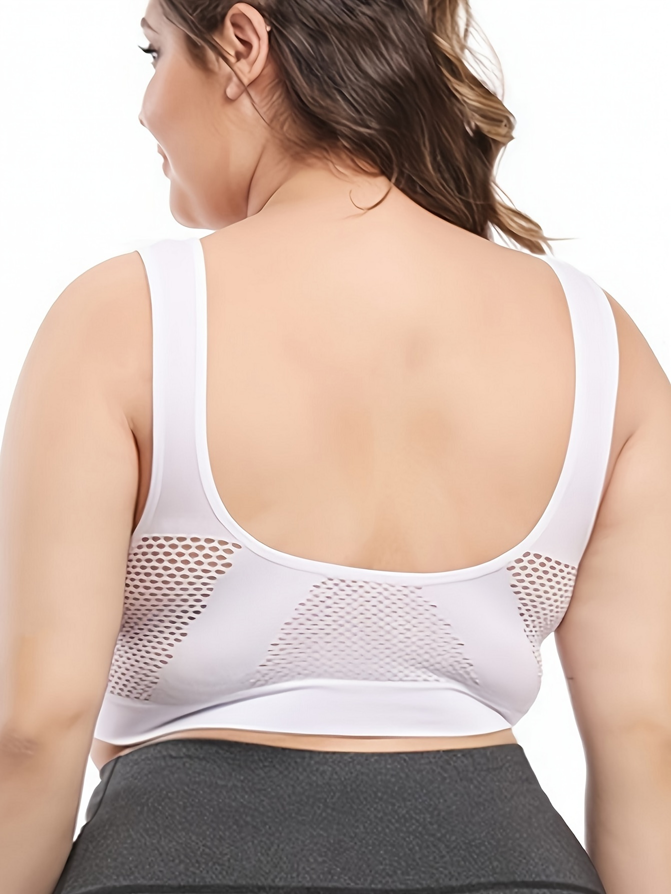 Plus Size S-XXL Sports Bras With Fixed Cups&Thin Straps Shockproof Yoga  Crop Top Women High Impact Brassiers Gym Trainning Bra