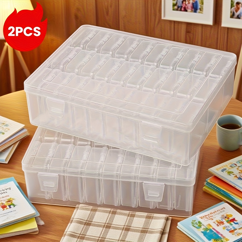 TEMU 2 Sets Large And 60pcs Small Transparent Plastic Storage Boxes - Height , Stackable And Space-saving Solution For Hair Additions, Jewelry,