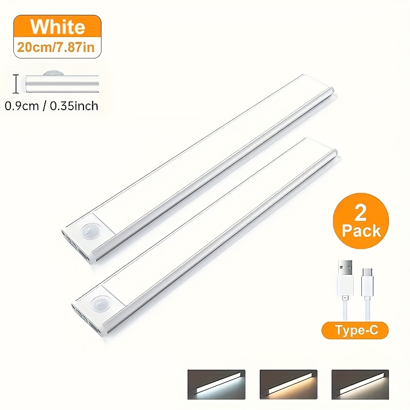 TEMU 4/2/1pc Led Motion Sensor Under Cabinet Lights, 3 Color Temperatures Wireless Usb Rechargeable Night Light, Indoor Closet Lights, Stick-on