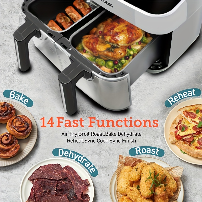 

9-quart Dual-pot Touchscreen Air Fryer 14 Functions To Cook Anything 1 Button Cooks All Recipes Cooks 2 Different Foods At The Same Time Holiday Gift Multi-purpose Air Fryer A Reduces Cooking Time