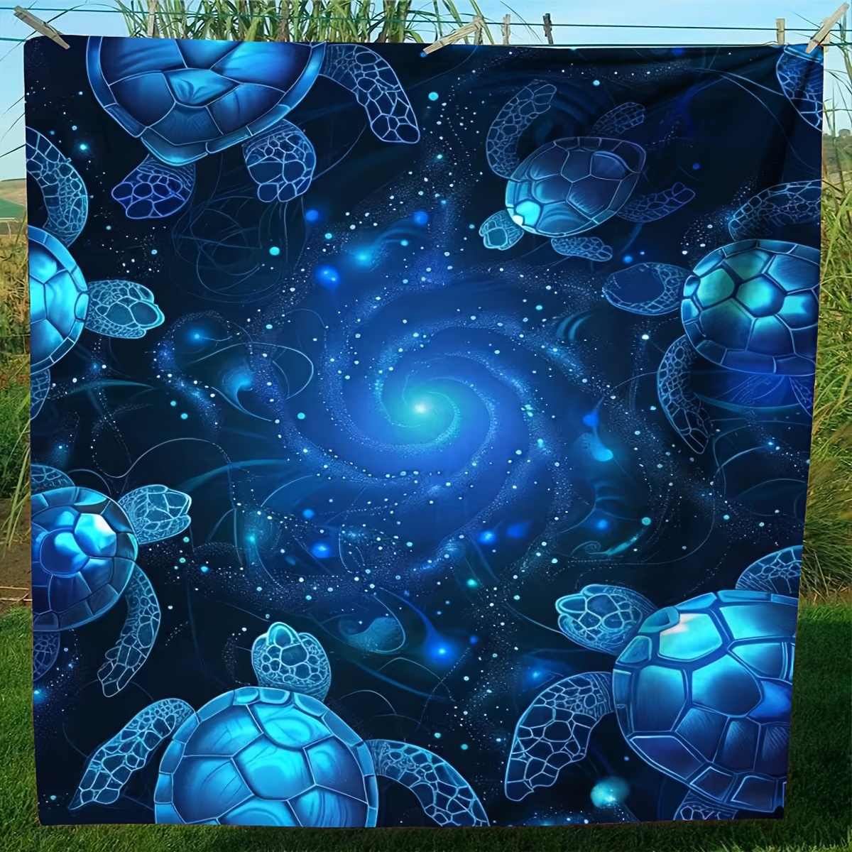 

1pc Gift Blanket For Good Friends Fluorescent Turtle Printed Soft Blanket Flannel Blanket Warm Skin-friendly Sofa Bed Blanket Office Nap Blanket