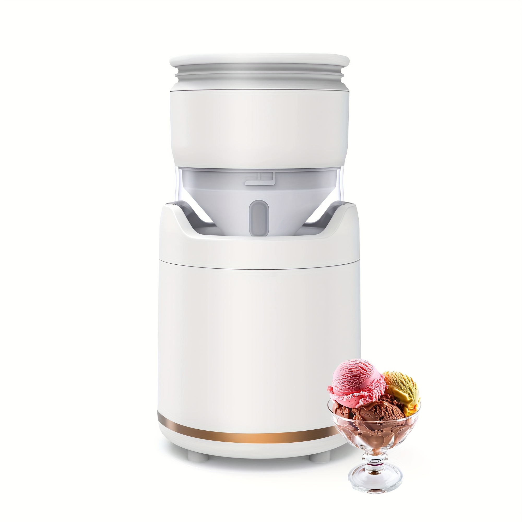 

Ice Cream Maker Ice Machine- Homemade Ice Cream, & Yogurt, Rechargeable & Easy To Clean, Compact For 1-2 Servings - Ideal Gift For Christmas & Halloween