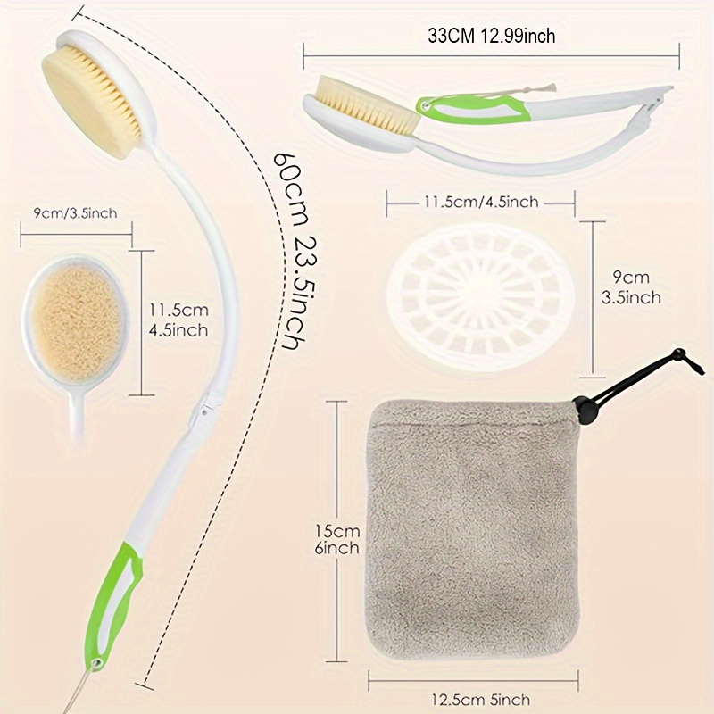 foldable soft nylon body brush with telescopic long handle 23 5 inch   bathing accessory for men women and seniors no batteries required   back scrubber and exfoliating brush exfoliation   durable construction large bathing accessories Product details 3