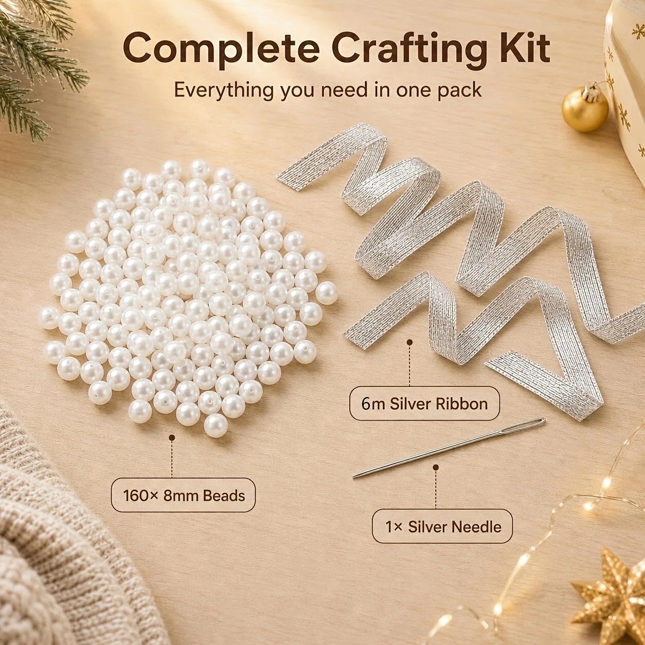 TEMU Kit de de neige 160 pièces/3 ensembles, kit de matériel de bricolage pour artisanat de perles fait main, kit d'ornement de sapin de Noël avec