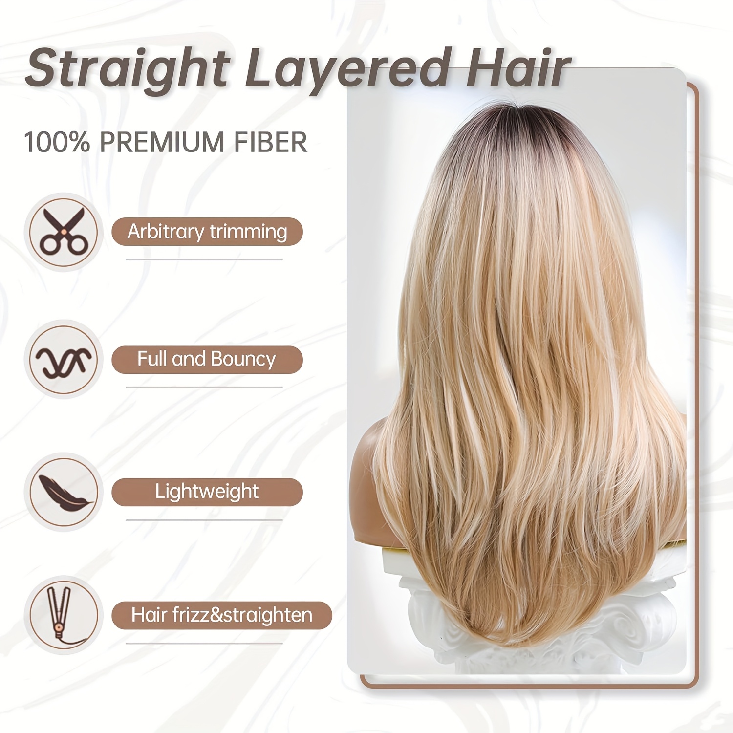 long ombre blonde layered wigs women 22inch ombre blue wig  display picture 2