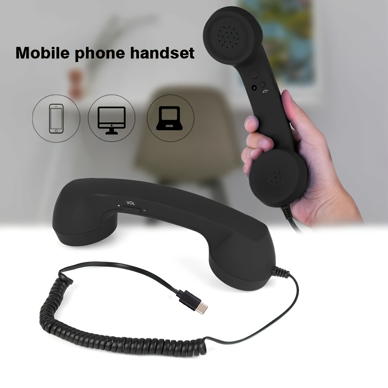 Retro Telephone Handset, with Type-c/Lightning to 3.5mm Adapter, for O