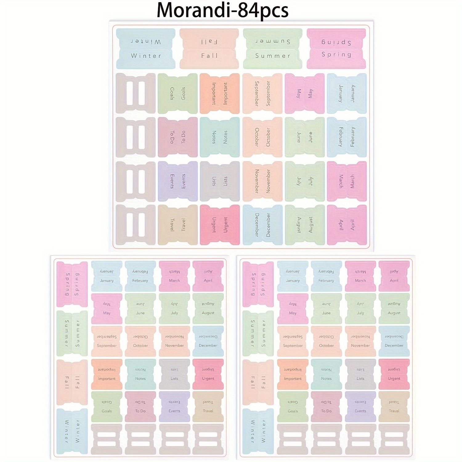 Image of Monthly And Seasonal Tabs, 84pcs, Planner Tabs, Monthly Tabs For Planners, Month Tabs For Planner, Monthly Planner Tabs, Planner Monthly Tabs, Monthly Stickers For Planners
