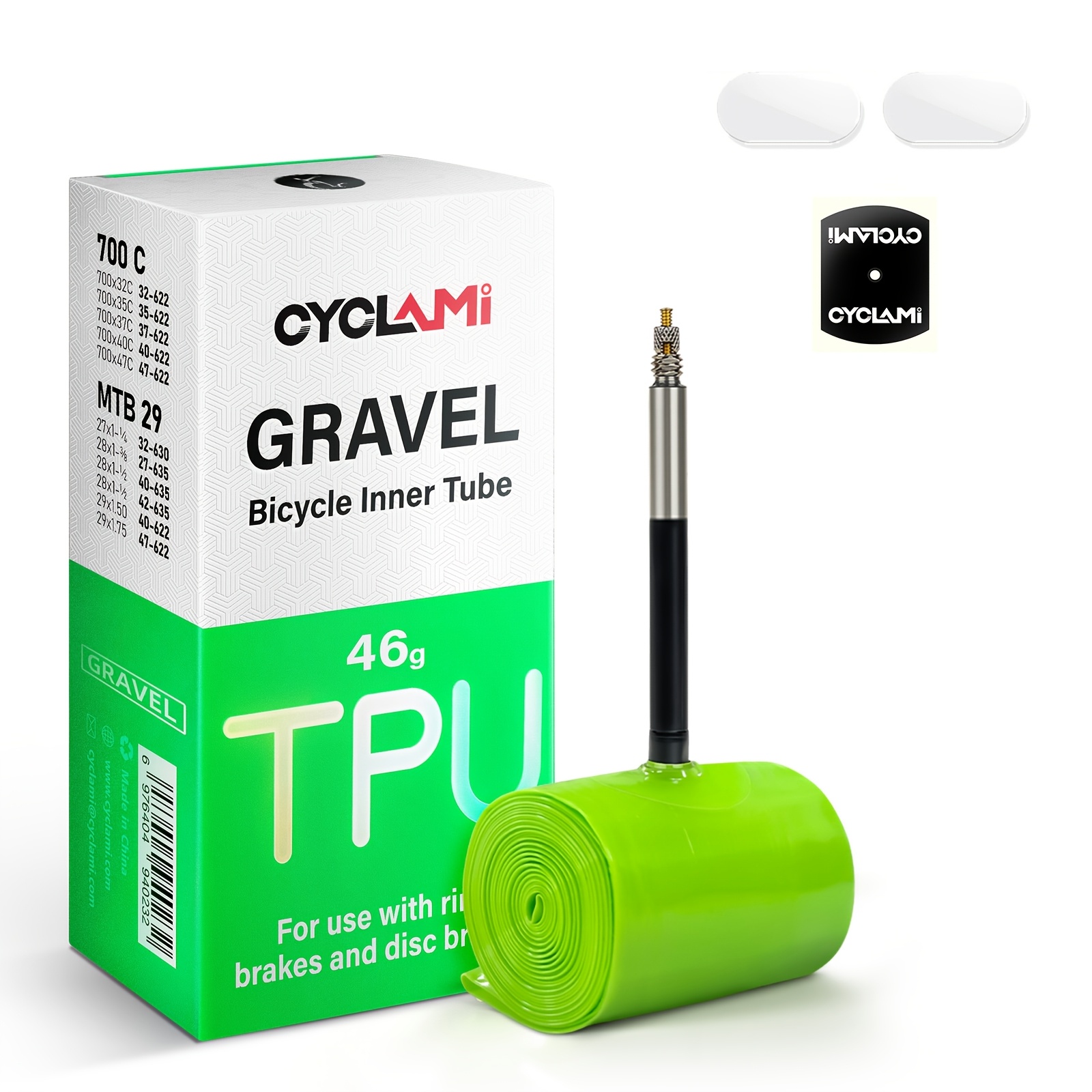 Image of 1pc Cyclami 46g Bike Inner Tube Lightweight Portable Tpu Inner Tube French Valve Fv Suitable For 700c 32-47c Mtb 29 32~47/622 Ultralight Riding Inner Tube