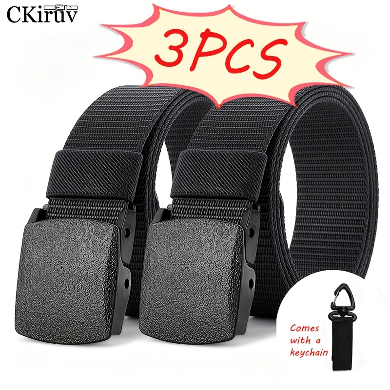 TEMU 3pcs Set, Including 2pcs Square Plastic Belts And 1pc Key Chain, Unisex, Lightweight Design, No Metal Material, Quick , Suitable For Outdoor